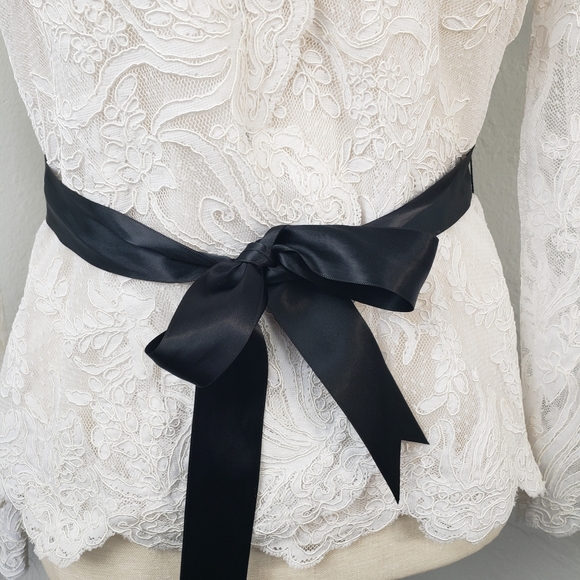 Victor Costa White Lace Embroidery Sheer Formal Feminine Snap Victorian - Picture 4 of 15